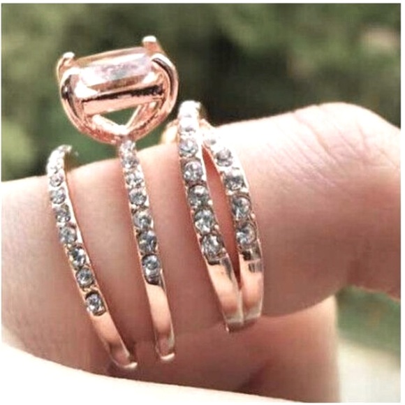 New Gorgeous 14k Gold Over Sterling Silver 3cts Champagne Diamond Ring Set - Picture 2 of 10